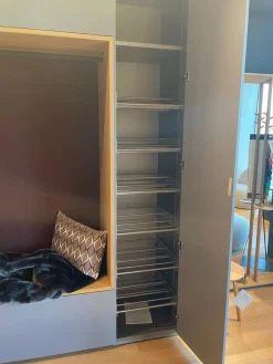 Interlübke Garderoben|Garderobe Base Change In Eiche Massiv Natur Geölt Sitznische Flintgrau Lackiert Korpus Silbergrau Metallic Lackiert Rückwandbezug Stoff JAB CA1476/012