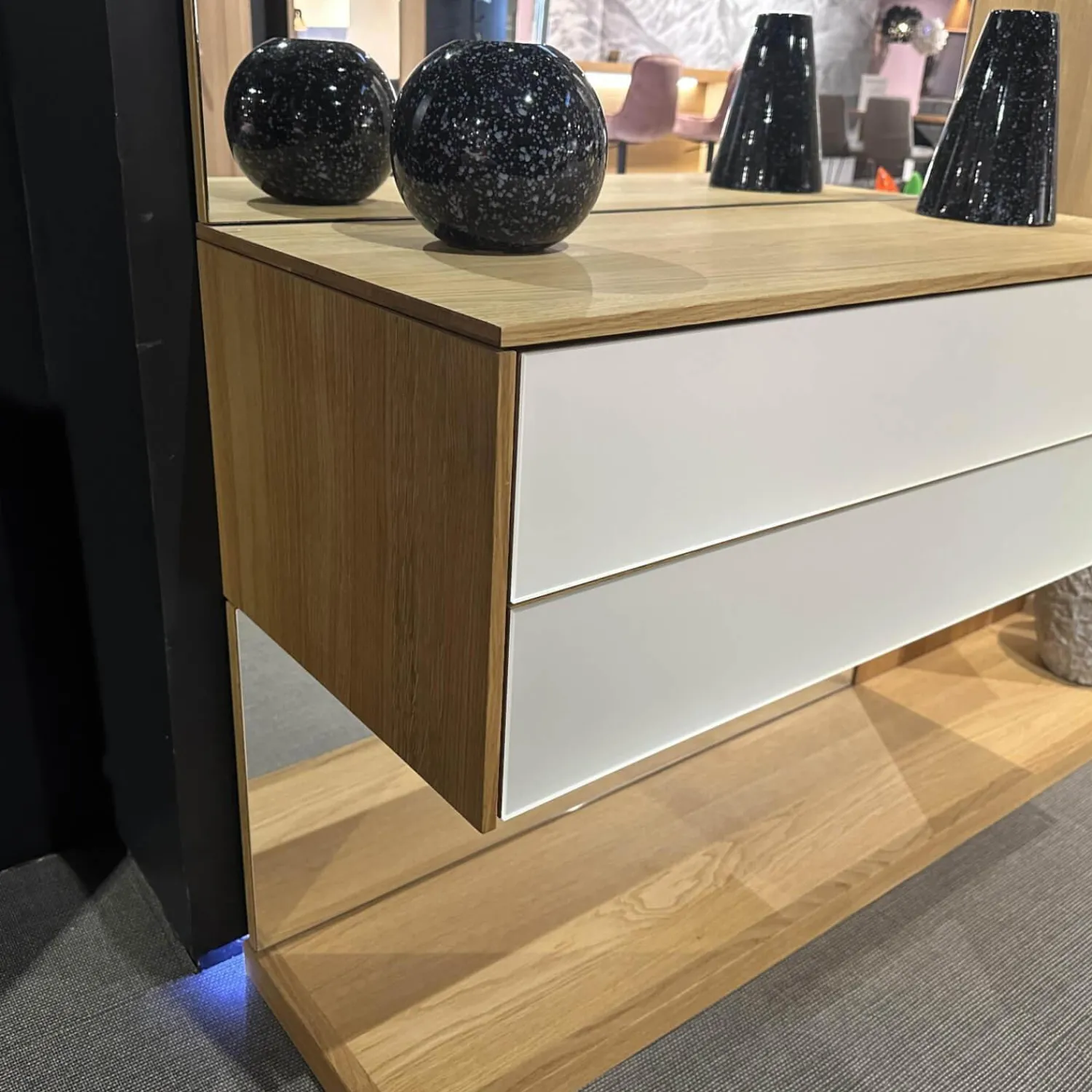 Team 7 Garderoben|Garderobe Eiche Naturöl Und Glas Pearl Weiß Inklusive 4 Schuhfächer Aus Holz