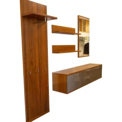 Musterring Garderoben|Garderobe Kira 24728 Nussbaum Nova Lack Terra Hochglanz Grau Griffe Metall