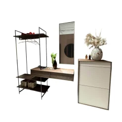 Anrei Garderoben|Garderobe Lina Asteiche Gebürstet Tabak Geölt Gestell Metall Schwarz Mit Sichtböden