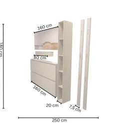 Sudbrock Garderoben|Garderobe Tando Glattlack 408 Terra Grau Beige Eiche Sahara Griffe Metall