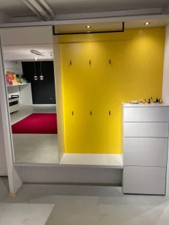 Sudbrock Garderoben|Garderobe Tando Glattlack 407 Steingrau Weiß Grau Paneel Glattlack 496 Lemon Gelb Mit Beleuchtung