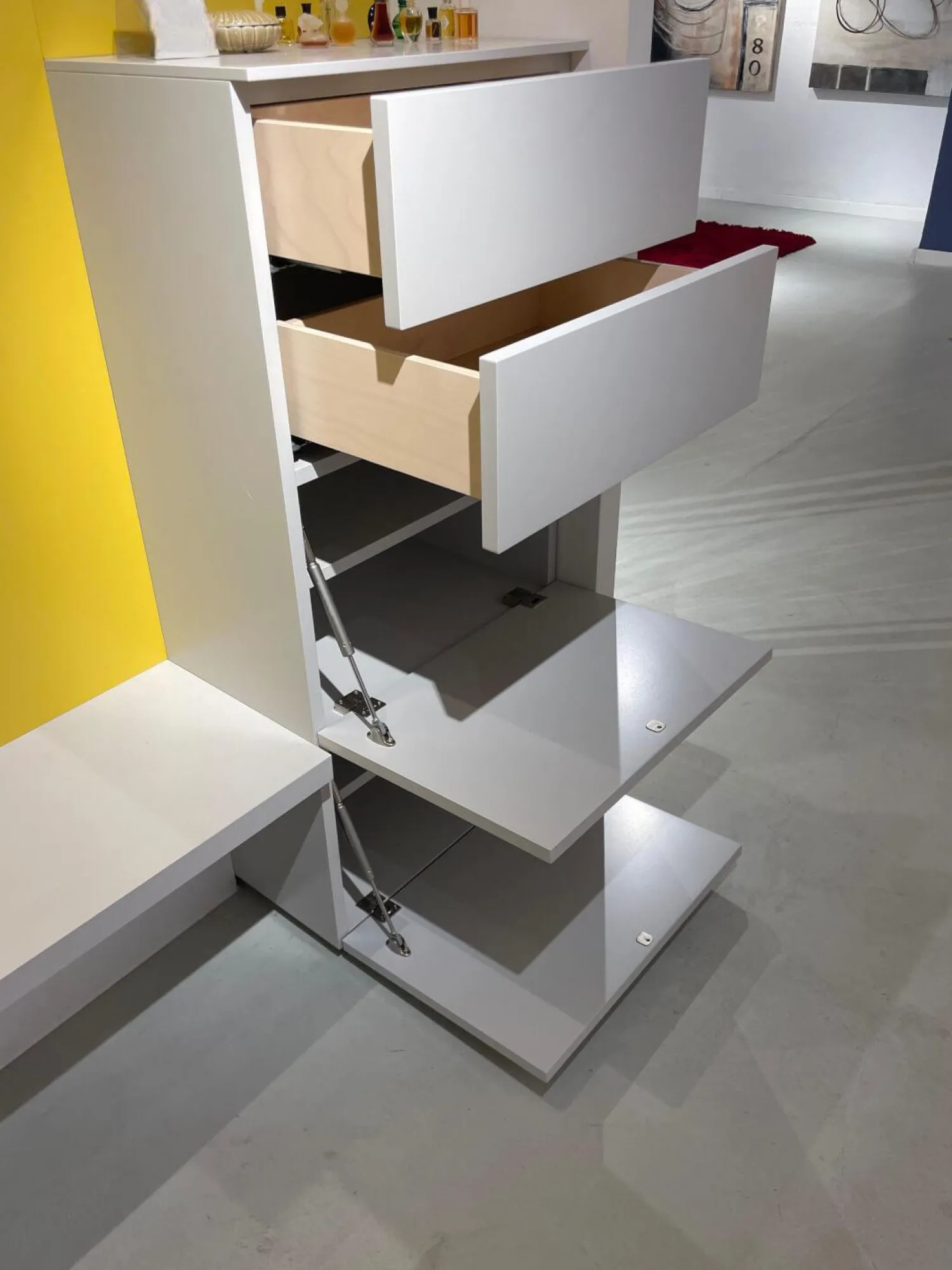 Sudbrock Garderoben|Garderobe Tando Glattlack 407 Steingrau Weiß Grau Paneel Glattlack 496 Lemon Gelb Mit Beleuchtung