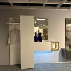 Hülsta Garderoben|Garderobe Tetrim Lack Reinweiss Rahmen Silberfarbig