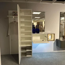 Hülsta Garderoben|Garderobe Tetrim Lack Reinweiss Rahmen Silberfarbig