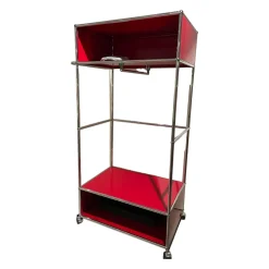 USM Haller Kleiderschränke|Garderobe USM Rubinrot Metall Lackiert Verchromt auf Rollen