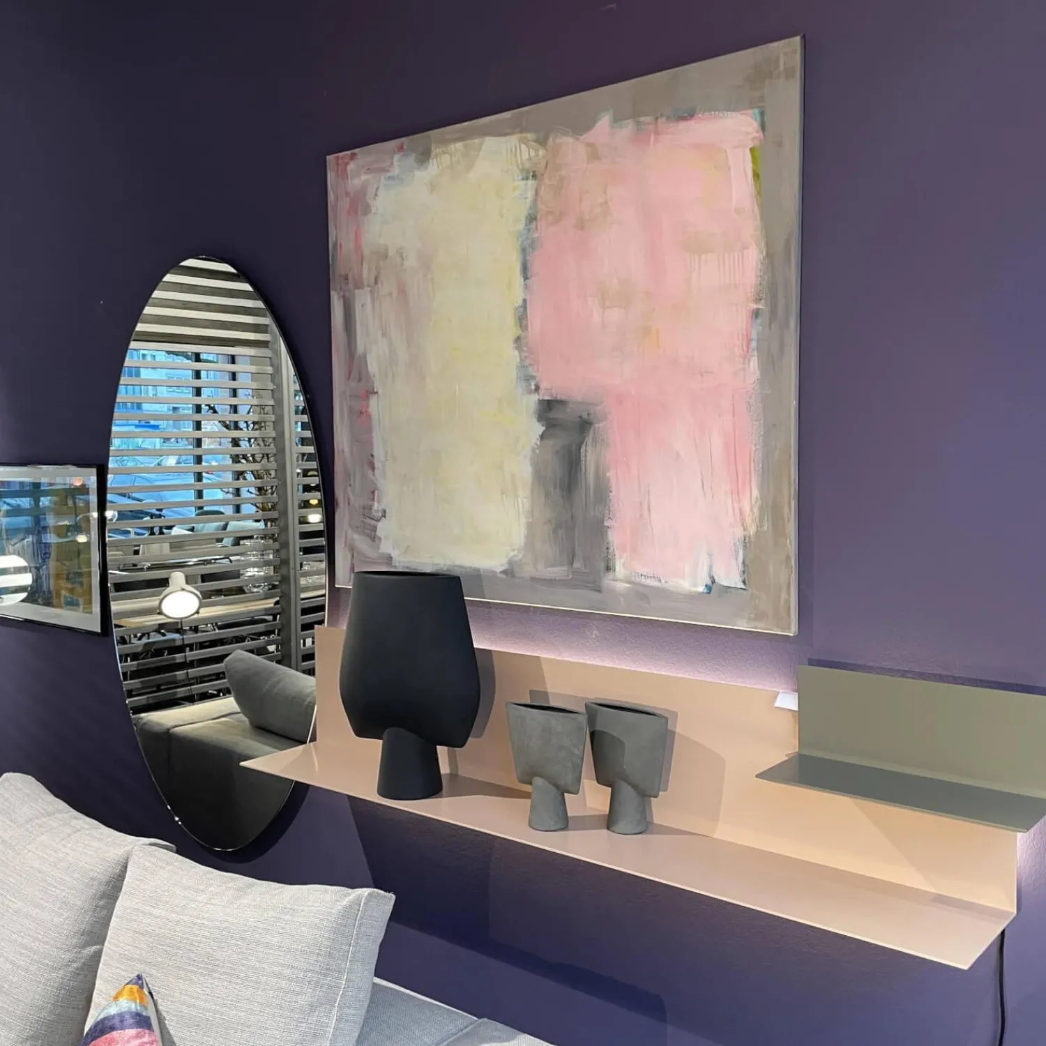 Interlübke Garderoben|Garderobenlösung Lilu Winkelregal Lack Rosenquarz Winkelregal Lack Manor Spiegel mit Beleuchtung