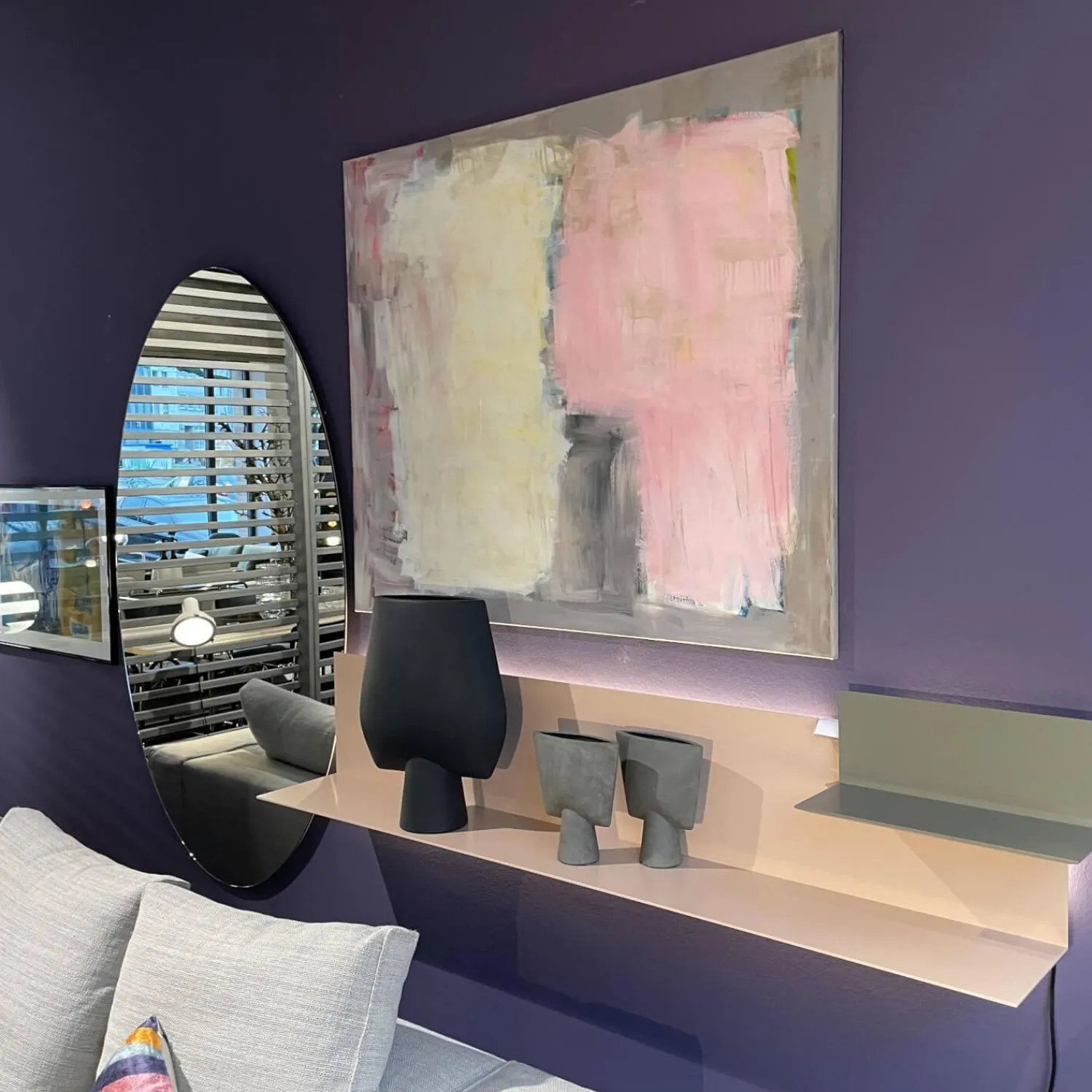 Interlübke Garderoben|Garderobenlösung Lilu Winkelregal Lack Rosenquarz Winkelregal Lack Manor Spiegel mit Beleuchtung