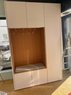Schönbuch Garderoben|Garderobenschrank Cabin Lack Grau Weiß Innen Melamin 0776 Dunkelgrau Nische Eiche Matt Mit Kissen
