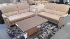 Arco Polstergruppen|Garnitur 50026 Leder Cloud Muschel Beige Füße M 03 Metall