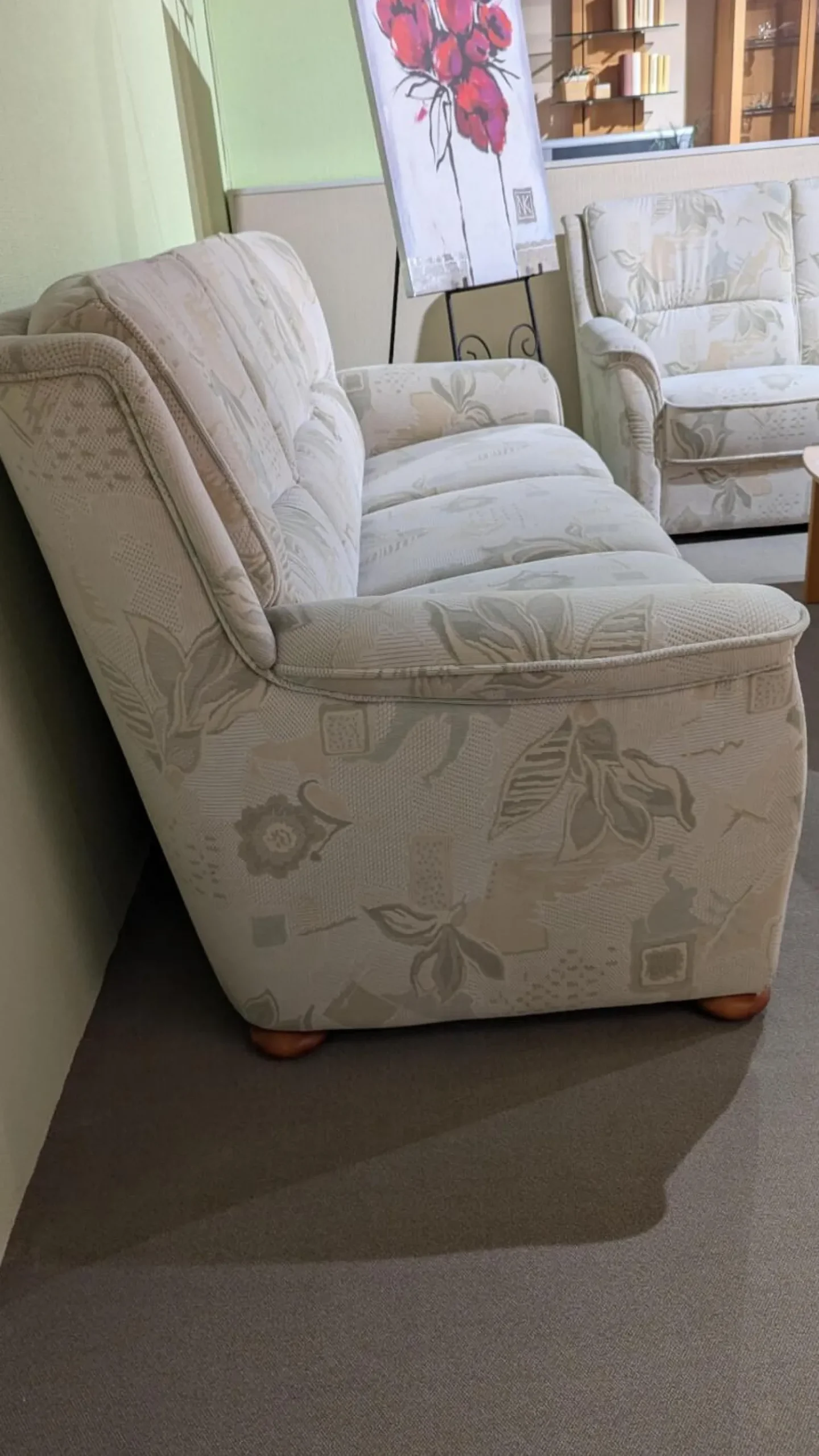 himolla Polstergruppen|Garnitur 6150 Stoff Samanta 08 Quarz Grau Holzfuß Buche Gebeizt 3-2-1