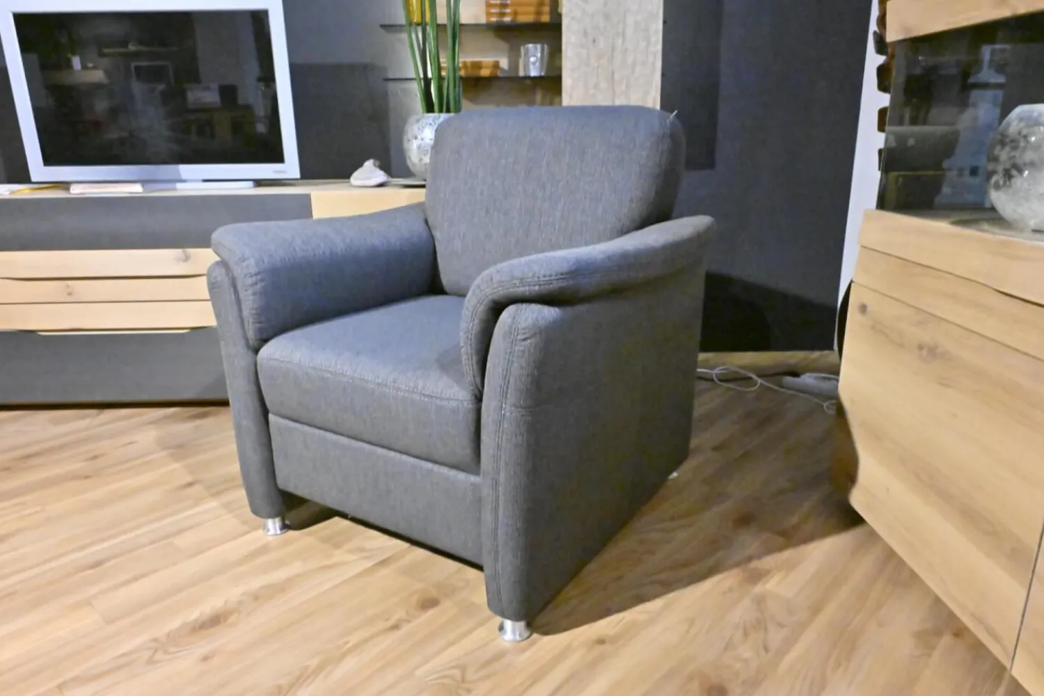 Ponsel Polstergruppen|Garnitur 266 System 10 Bezug Stoff 0634 06 Grau Füße Aluminium F566 50 Ohne Kopfstütze Und Sofakissen