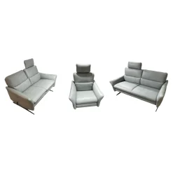 himolla Polstergruppen|Garnitur 6270 Und 7270 Bezug Leder Longlife Soft 22 Jade Blau Grau Füße Metall Schwarz Inklusive Manuell Ausklappbaren Kopfstützen