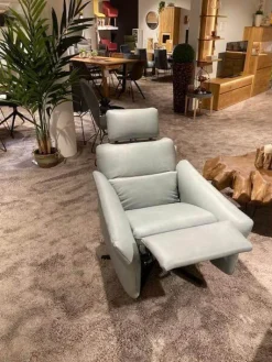 himolla Polstergruppen|Garnitur 6270 Und 7270 Bezug Leder Longlife Soft 22 Jade Blau Grau Füße Metall Schwarz Inklusive Manuell Ausklappbaren Kopfstützen