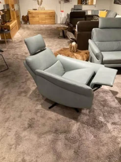 himolla Polstergruppen|Garnitur 6270 Und 7270 Bezug Leder Longlife Soft 22 Jade Blau Grau Füße Metall Schwarz Inklusive Manuell Ausklappbaren Kopfstützen