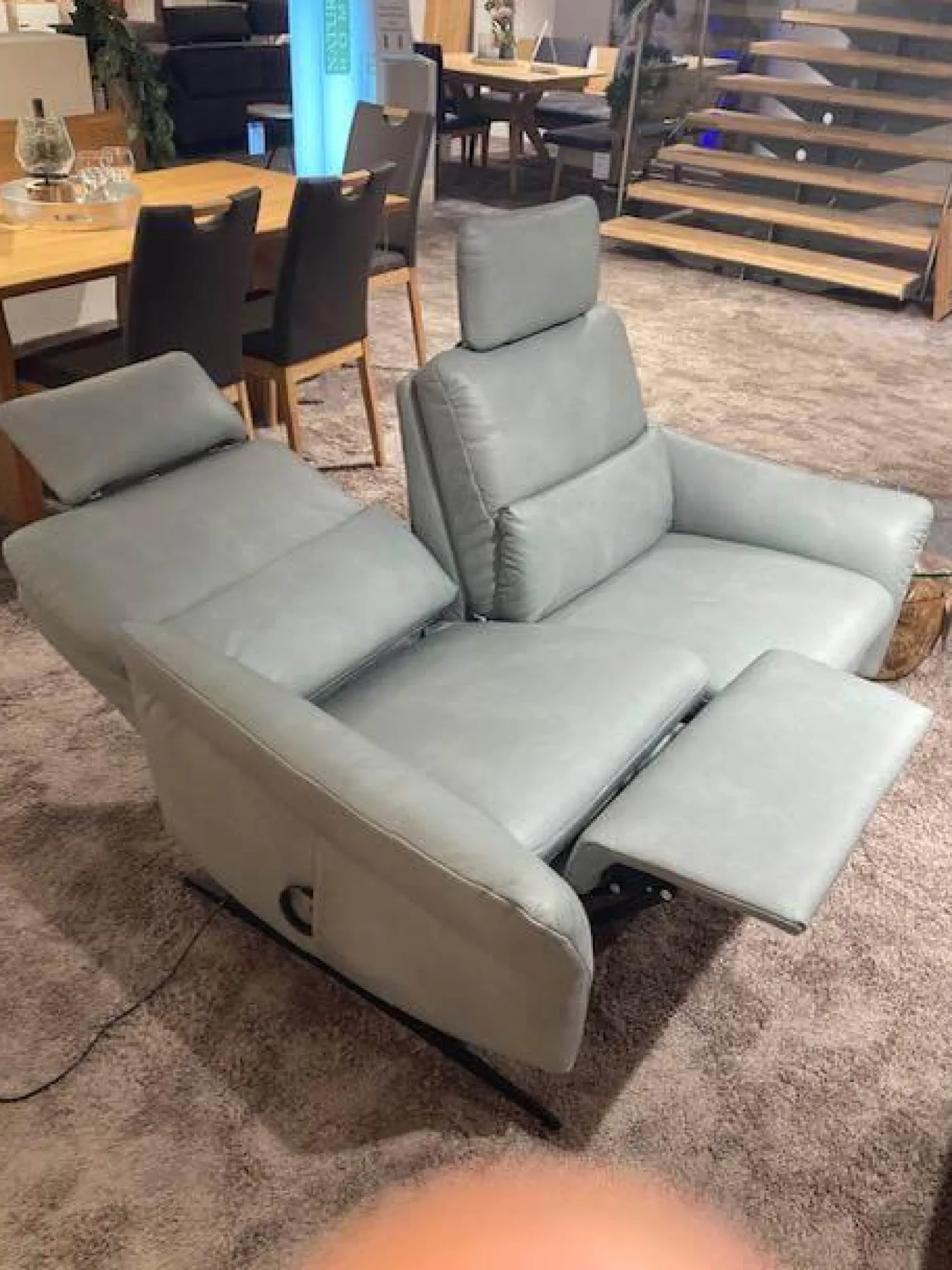 himolla Polstergruppen|Garnitur 6270 Und 7270 Bezug Leder Longlife Soft 22 Jade Blau Grau Füße Metall Schwarz Inklusive Manuell Ausklappbaren Kopfstützen