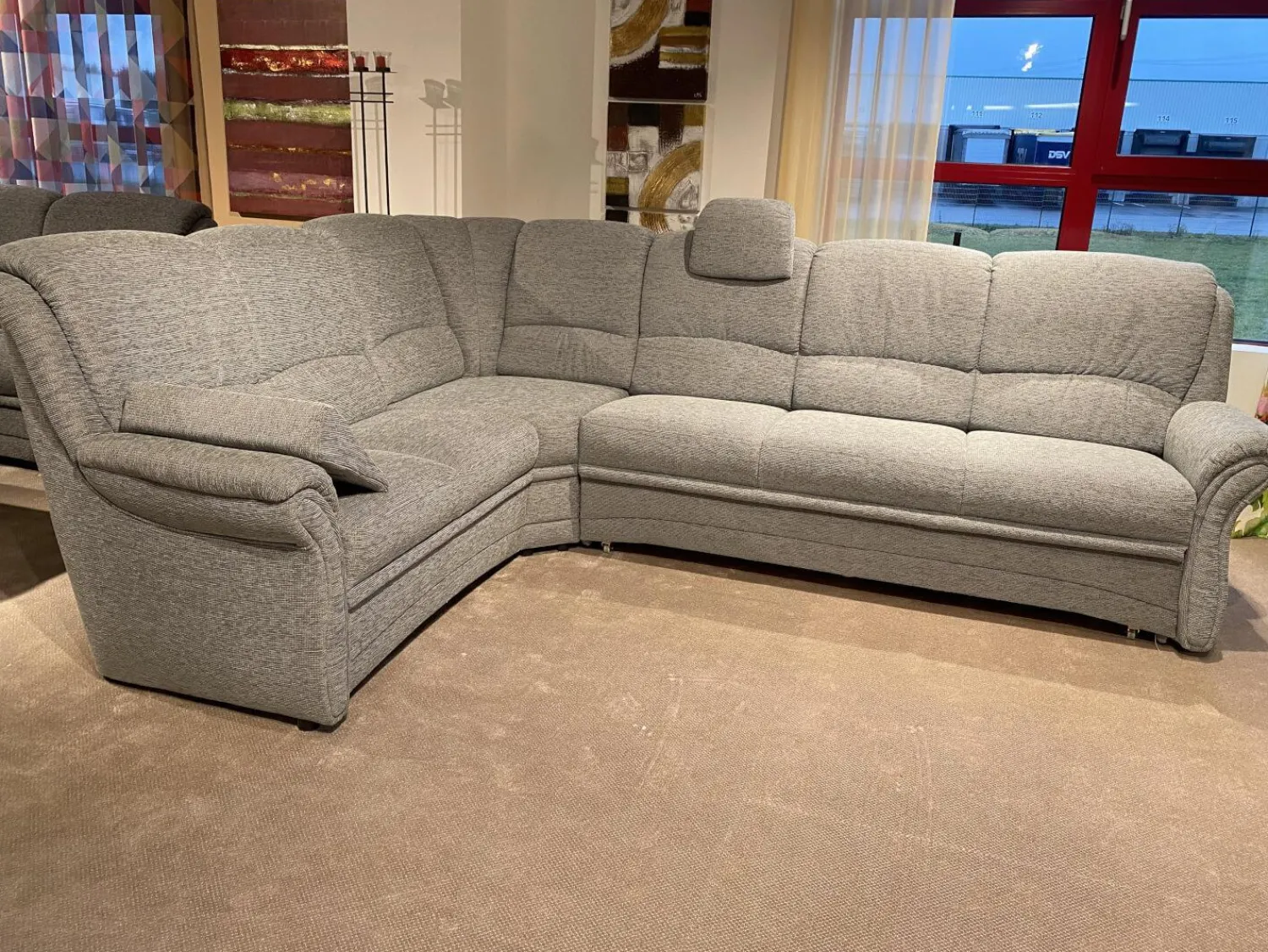 Arco Polstergruppen|Garnitur Aachen Stoff Q2 Uni Eisblau Grau mit Sessel