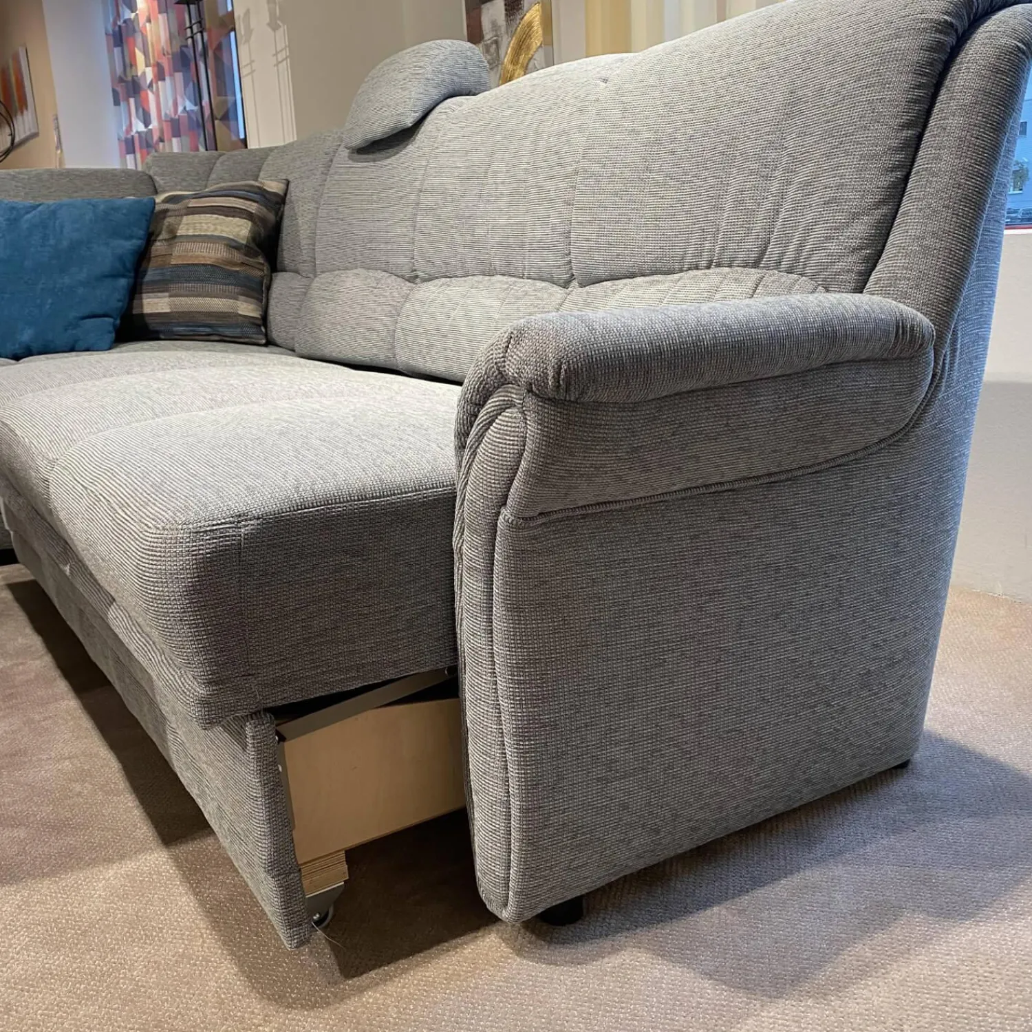 Arco Polstergruppen|Garnitur Aachen Stoff Q2 Uni Eisblau Grau mit Sessel