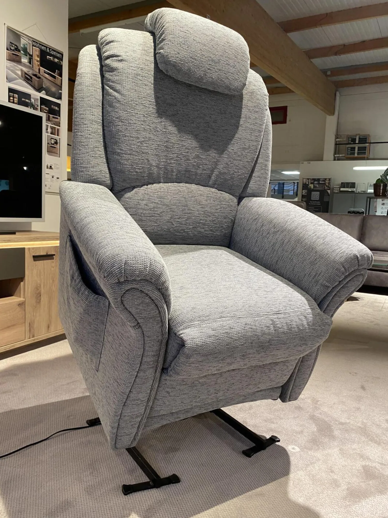 Arco Polstergruppen|Garnitur Aachen Stoff Q2 Uni Eisblau Grau mit Sessel