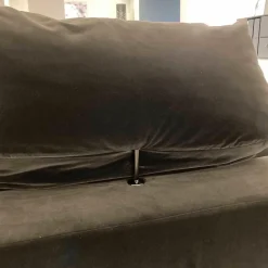 Edra Polstergruppen|Garnitur Absolu Stoff Velour 9020 Grau Schwarz Sofa Divano mit 4 Kissen