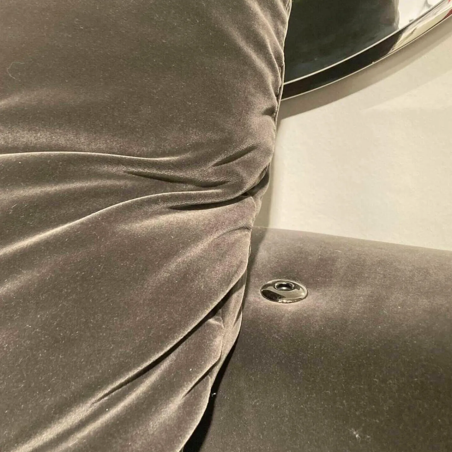 Edra Polstergruppen|Garnitur Absolu Stoff Velour 9020 Grau Schwarz Sofa Divano mit 4 Kissen