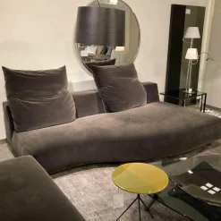 Edra Polstergruppen|Garnitur Absolu Stoff Velour 9020 Grau Schwarz Sofa Divano mit 4 Kissen