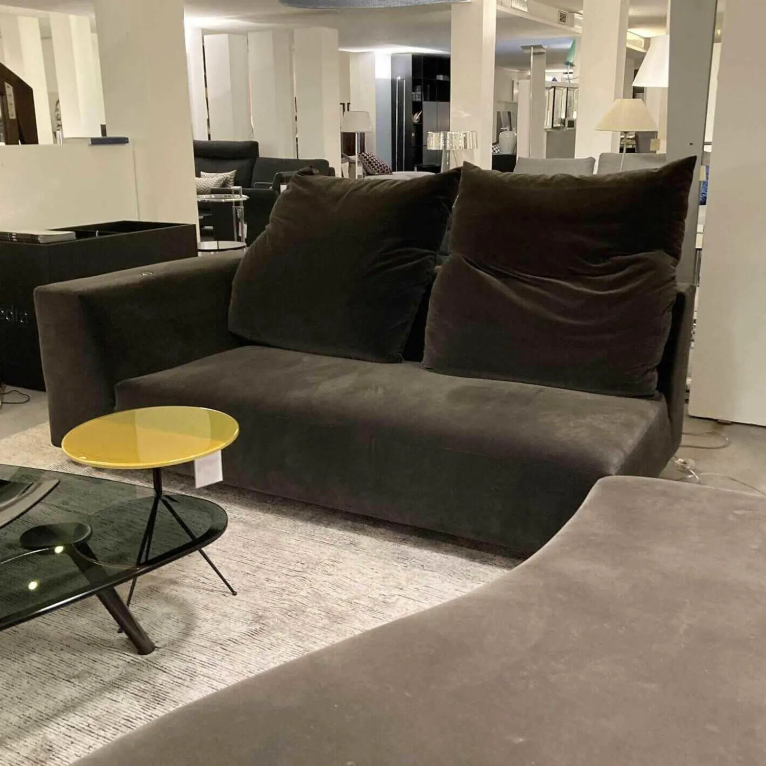 Edra Polstergruppen|Garnitur Absolu Stoff Velour 9020 Grau Schwarz Sofa Divano mit 4 Kissen