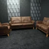 Keller R Polstergruppen|Garnitur Angela Stoff Rodeo 1 Braun Mikrofaser Büffellook 2 Sofas 1 Sessel