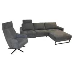 DFM Polstergruppen|Garnitur Cadiz Stoff 56 Clever Grau Ecksofa mit Sessel