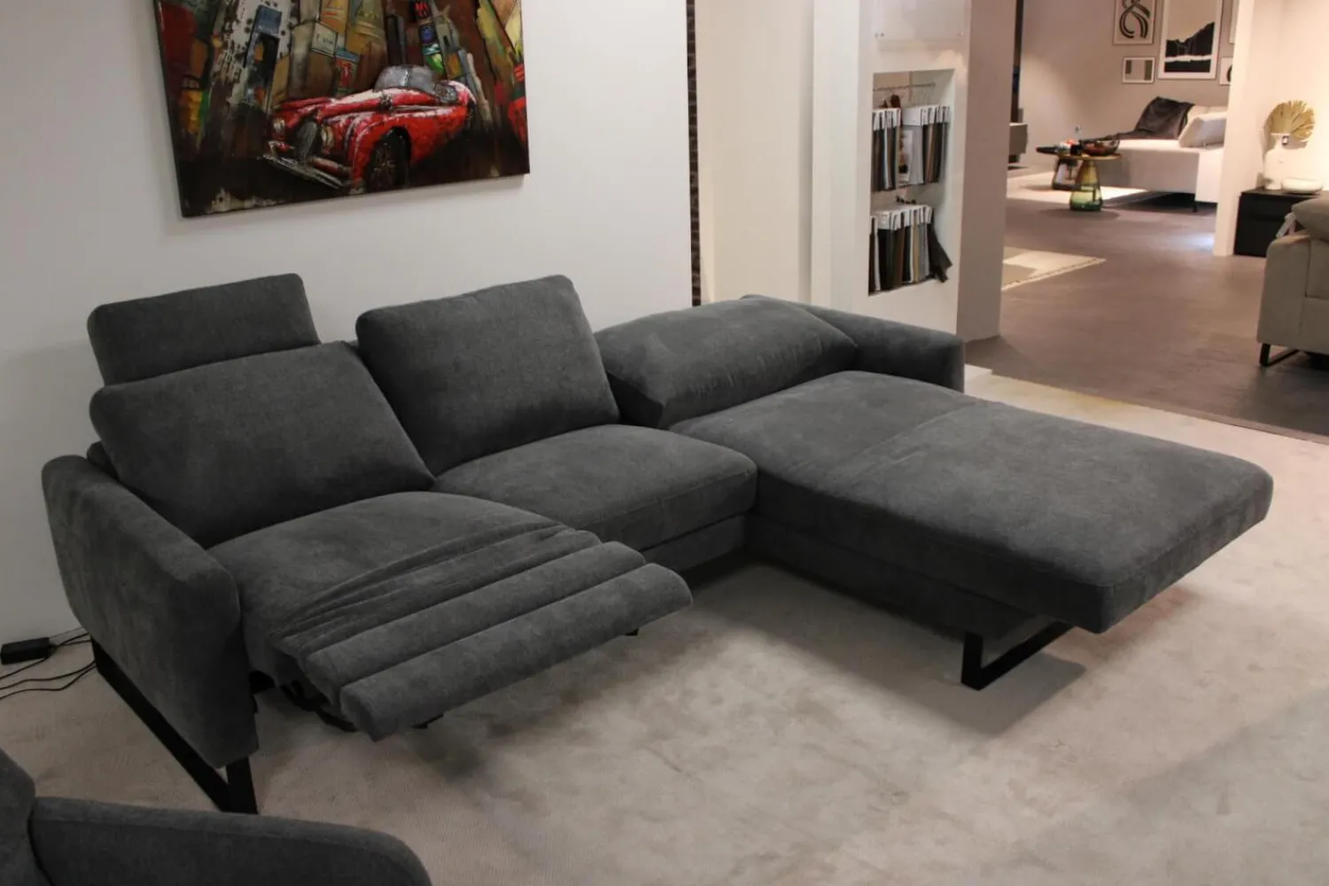 DFM Polstergruppen|Garnitur Cadiz Stoff 56 Clever Grau Ecksofa mit Sessel