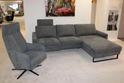 DFM Polstergruppen|Garnitur Cadiz Stoff 56 Clever Grau Ecksofa mit Sessel