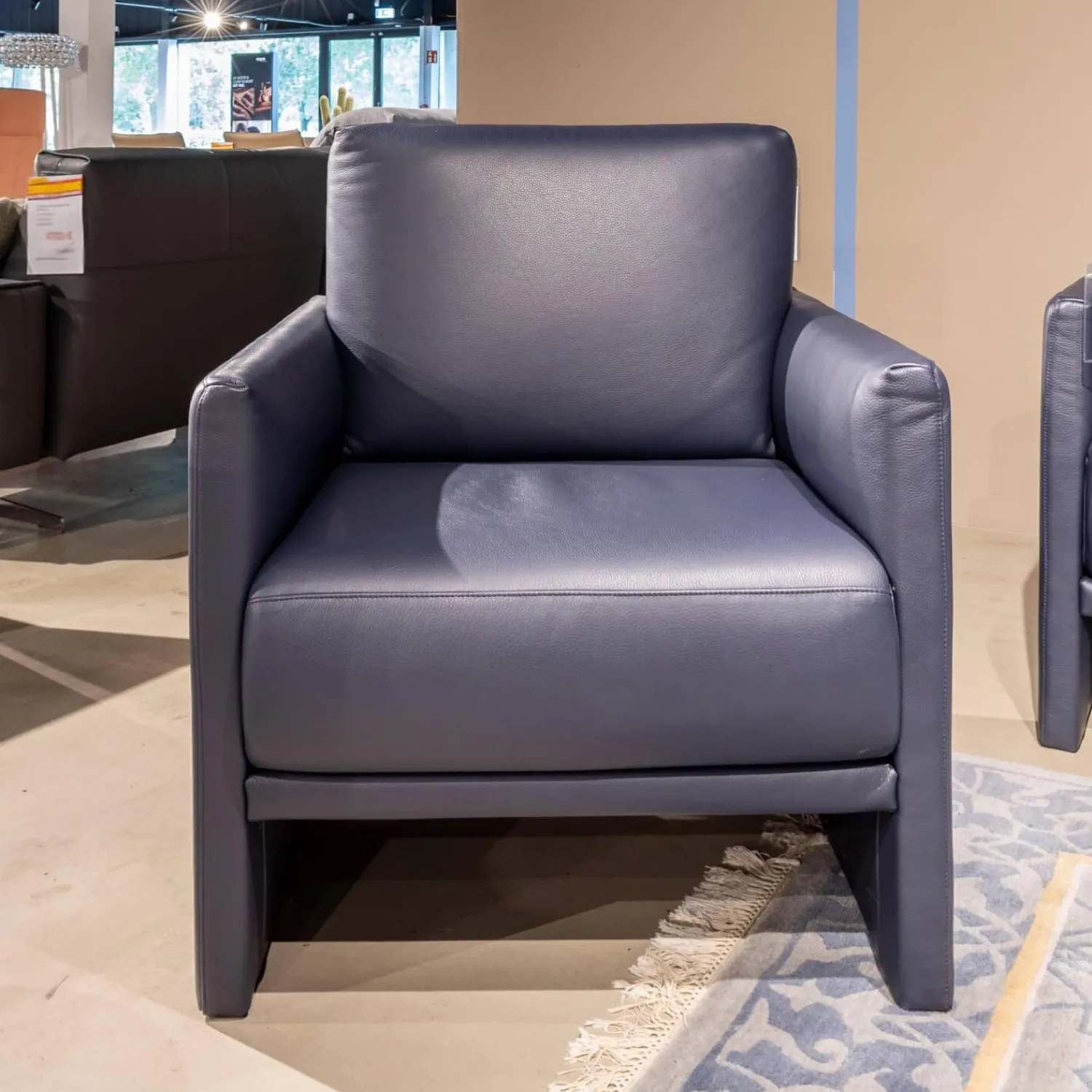 Rolf Benz Polstergruppen|Garnitur Cara Bezug Leder 38.109 Graublau Inklusive Kopfstütze Beinauflage Und 3 Kissen