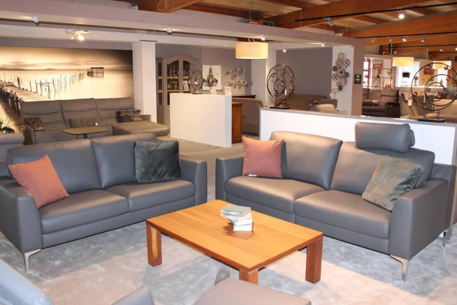 DFM Polstergruppen|Garnitur Casablanca Leder W2 Anthrazit 2 Sofas 1 Sessel