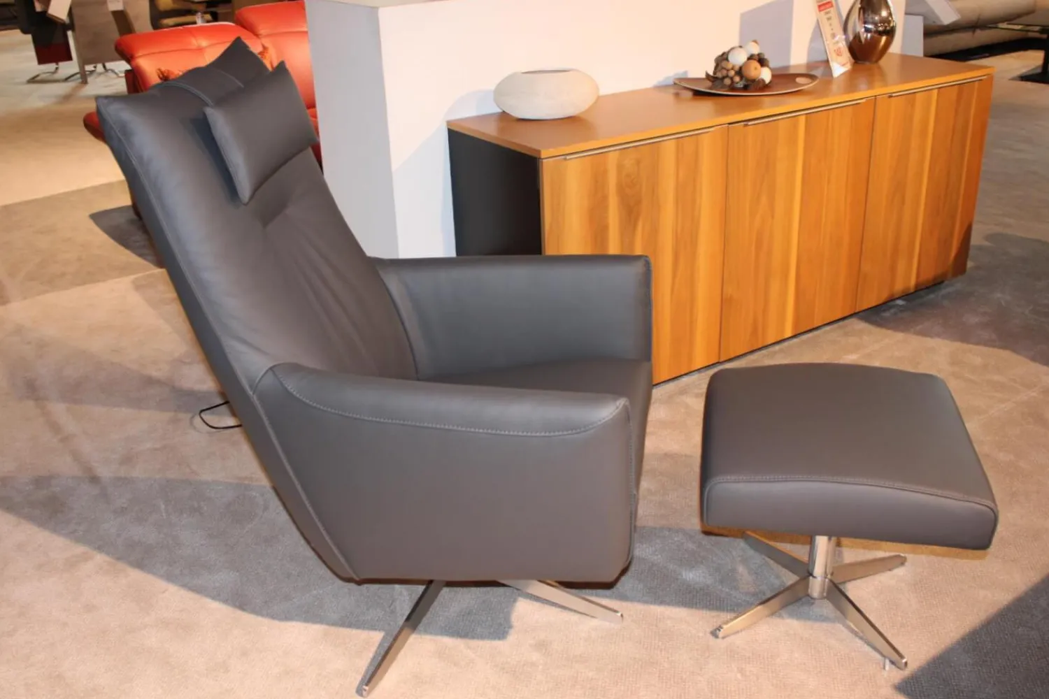 DFM Polstergruppen|Garnitur Casablanca Leder W2 Anthrazit 2 Sofas 1 Sessel