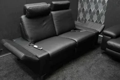 Steinpol Polstergruppen|Garnitur Charly Leder Dolcia Schwarz 58-944 mit Elektrischer Relaxfunktion