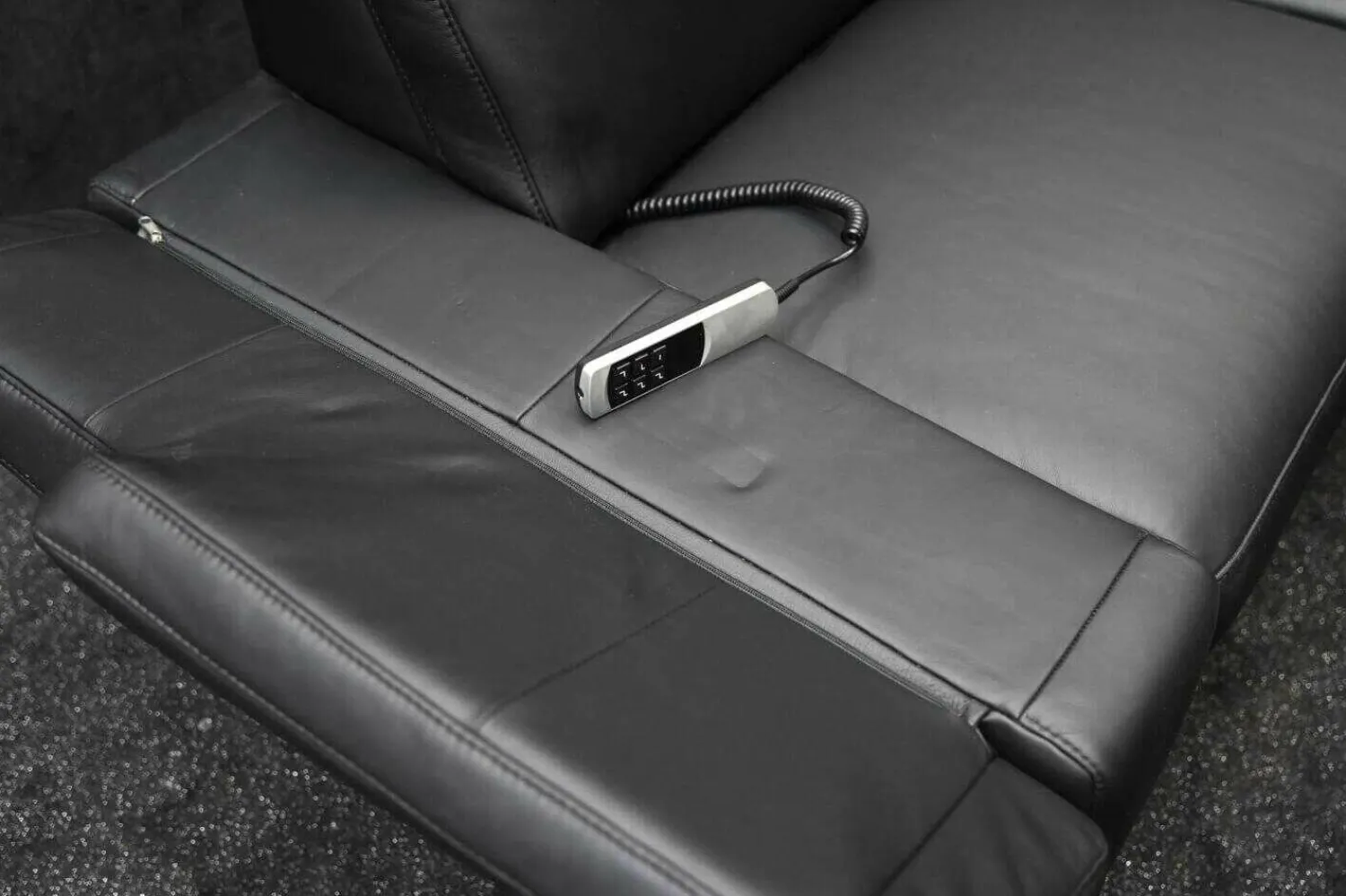 Steinpol Polstergruppen|Garnitur Charly Leder Dolcia Schwarz 58-944 mit Elektrischer Relaxfunktion