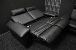 Steinpol Polstergruppen|Garnitur Charly Leder Dolcia Schwarz 58-944 mit Elektrischer Relaxfunktion