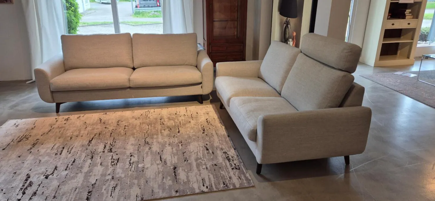 Erpo Polstergruppen|Garnitur CL 830 Stoff 18 08 Grau Füße Schwarz 2 Sofas