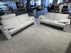 Erpo Polstergruppen|Garnitur Classics 100 Leder Weiß mit Armlehnen Kissen und Kopfstütze