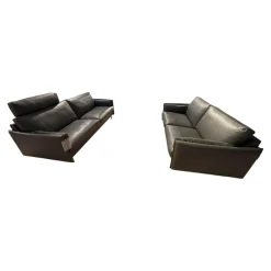 Erpo Polstergruppen|Garnitur Classics 820 Leder 42.500 Graphite Grau Alufüße 2 Sofas
