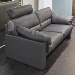 Erpo Polstergruppen|Garnitur Einzelsofa GA210 Mit Sessel GA200 Bezug Leder 43.059 Grau Inklusive Kopfstütze