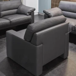 Erpo Polstergruppen|Garnitur Einzelsofa GA210 Mit Sessel GA200 Bezug Leder 43.059 Grau Inklusive Kopfstütze