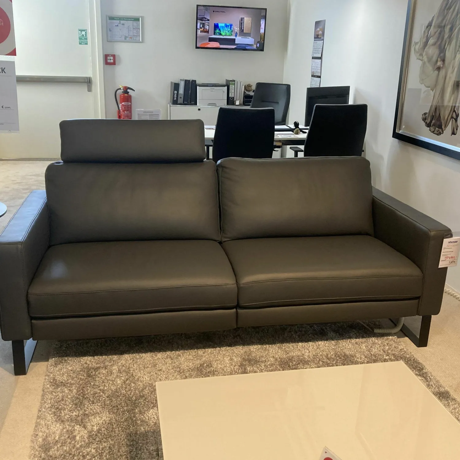 DFM Polstergruppen|Garnitur Enna LD Leder WM Anthrazit Füße Metall Schwarz