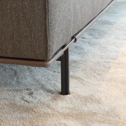 Molteni & C Polstergruppen|Garnitur Gregor Stoff Kameo K0591 Grau Leder Siria S1221 Tortora Grau Gestell Zinnfarbig Braun Mit Kissen