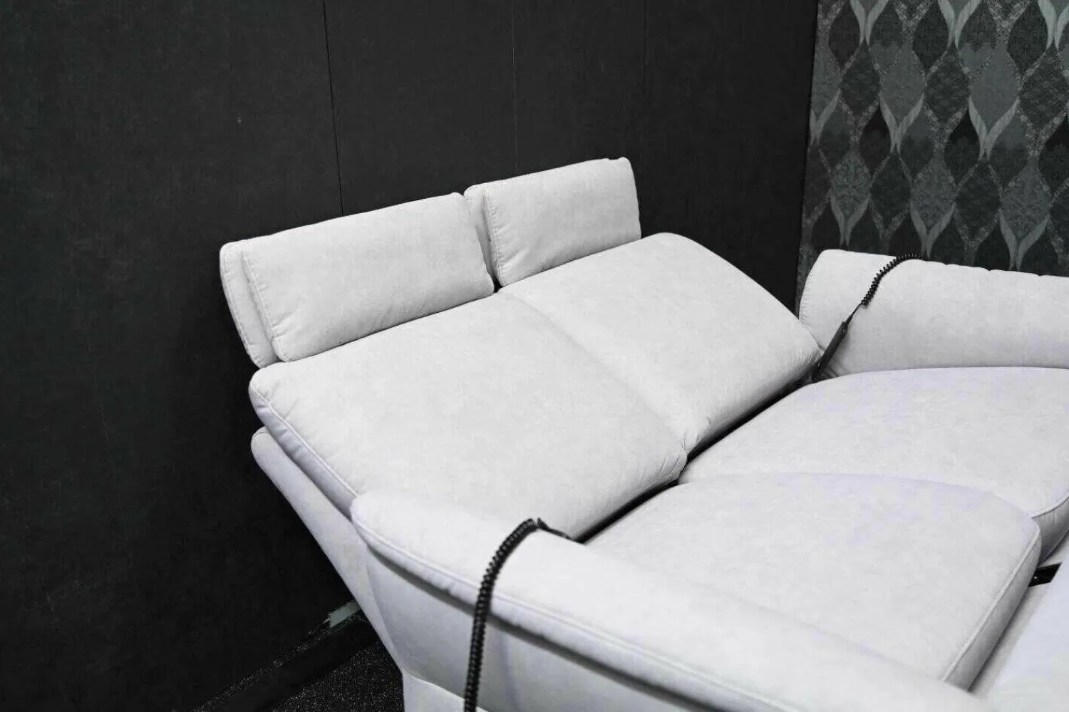 Steinpol Polstergruppen|Garnitur Jane Stoff Ramona Silver Grau mit Elektrischer Relaxfunktion und Vorziehsitz