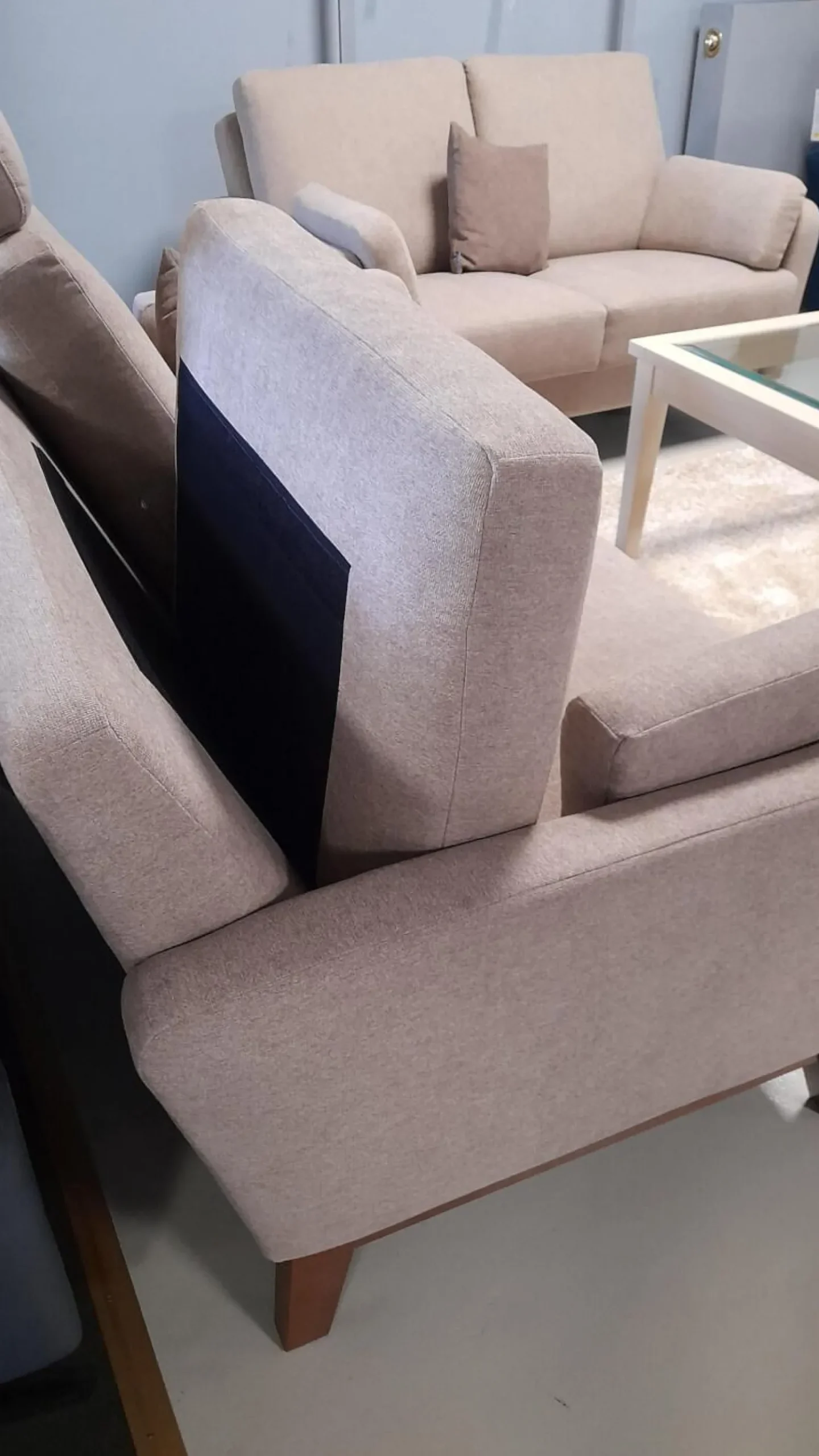 Schröno Polstergruppen|Garnitur KS 032219 Münichau Stoff JAB Donovan Braun 1-1354-075 Fuß Buche Nussbaumfarbig