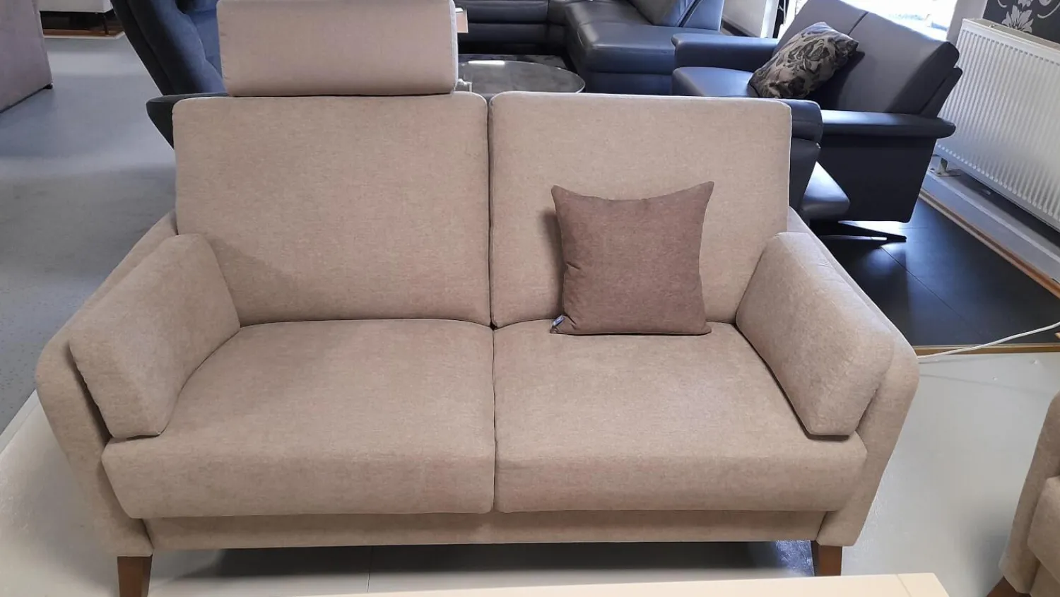 Schröno Polstergruppen|Garnitur KS 032219 Münichau Stoff JAB Donovan Braun 1-1354-075 Fuß Buche Nussbaumfarbig