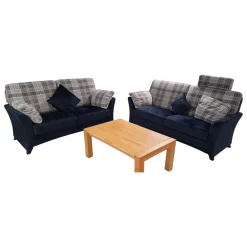 Schröno Polstergruppen|Garnitur KS 9720-1 Sydney Stoff 657577 Fuß Buche Maronfarbig 2 Sofas