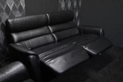 Steinpol Polstergruppen|Garnitur Lenny Leder Dolcia schwarz mit 2 x Motor Relax +Heizung und 2 x manuell Relax