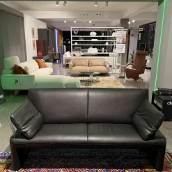 Jori Polstergruppen|Garnitur Linea Leder Lipano Schwarz 2 Sofas